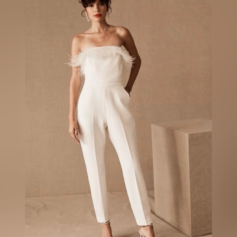 SAYLOR white feather jumpsuit